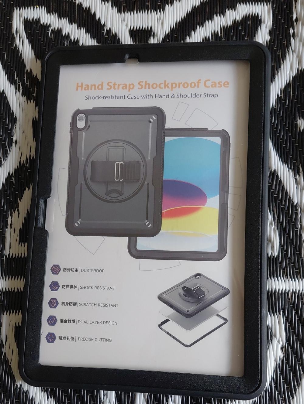 Black Hand Strap Shockproof Tablet Case with Shoulder Strap